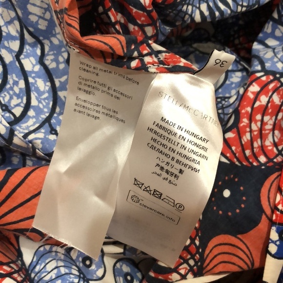 Stella McCartney Dress Size 36 US 2 Blue Red Floral Geometric Print - Picture 9 of 13